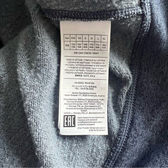 Burton Navy Blue Patterned Quartz Crewneck Fleece Sweatshirt - Picture 11 of 12